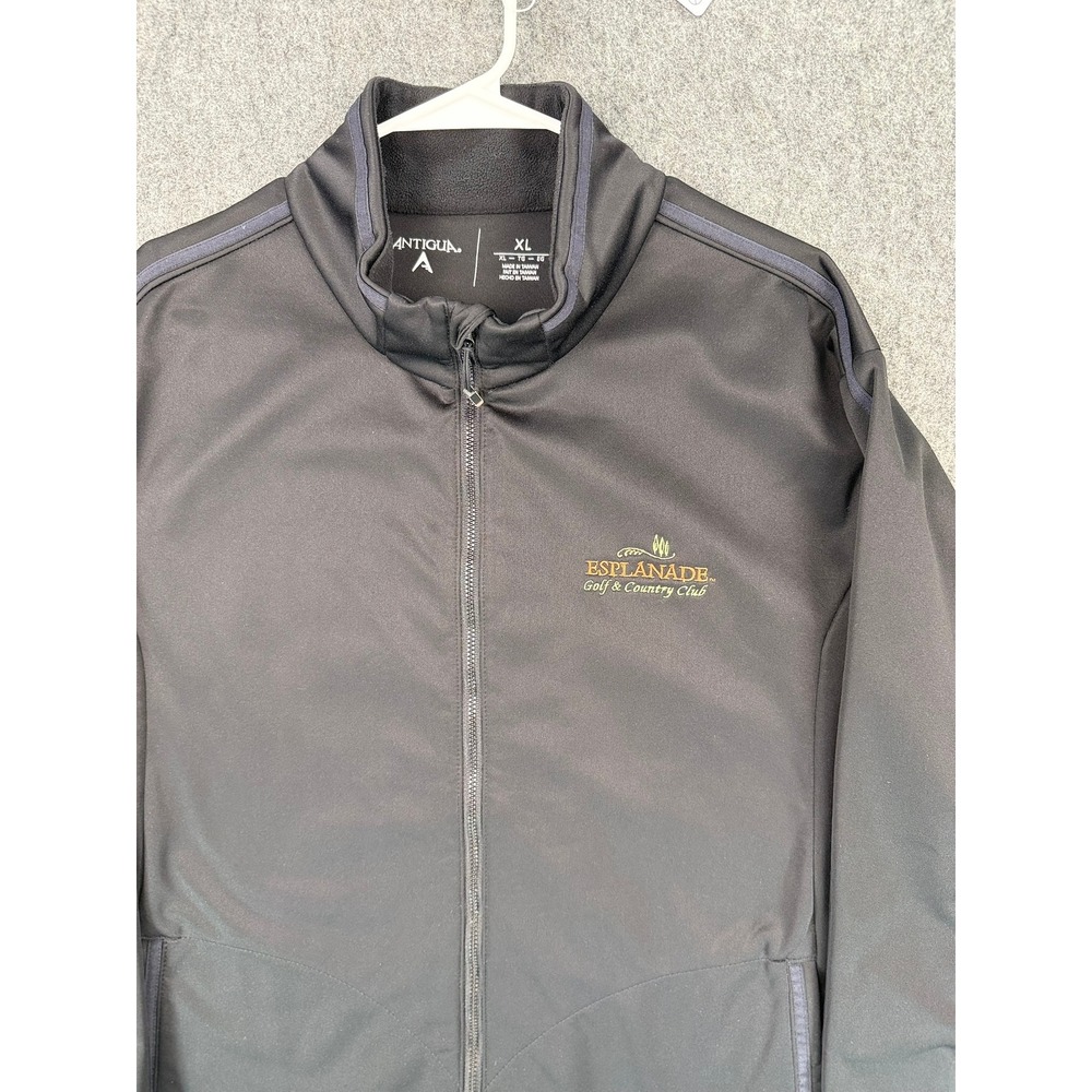 Antigua Mens XL Black Full Zip Fleece Lined Golf Jacket Esplanade CC Naples FL